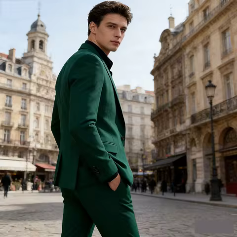 Men's Two-Piece Suit Monochromatic Tern Casual Elegant High-Quality New Banquet Ready Fashionable En