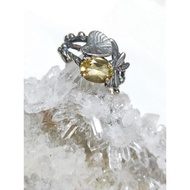 (((AG) Natural Citrine Dragonfly Dotted Water Whole Body S925 Silver Sterling Ring Adjustable Mouth