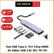 USB Type-C Hub 7in1 HDMI Port 60Hz/ USB 3.0/ SD/ TF/ PD 50538 - Warranty if manufacturing error