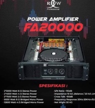 TERBARU POWER AMPLIFIER RDW PROFESIONAL FA20000 FA 20000 ORIGINAL