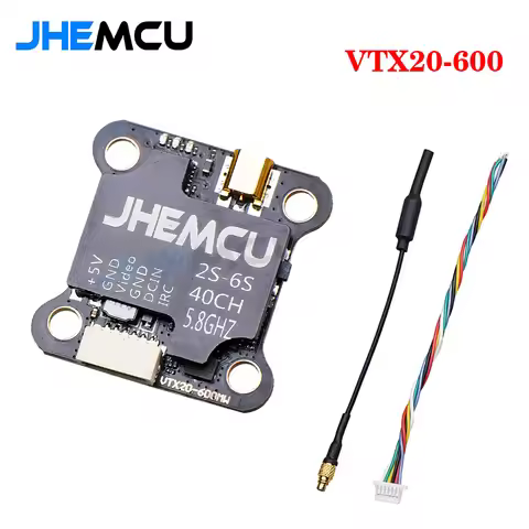 JHEMCU VTX20-600 5.8G 40CH PitMode 5V/1A 25mW 100mW 200mW 400mW 600mW Adjustable VTX 7-26V 20X20mm f