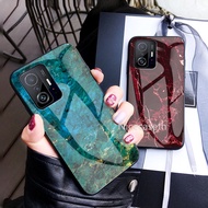 Xiaomi Mi 11T Pro 11 Lite 5G NE Redmi 10 Case Glass Hard Phone Case Marble Pattern Tempered Glass Shockproof Phone Back Cover