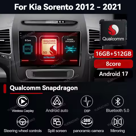 Android 17 Car Radio For Kia Sorento 2 II XM 2012 - 2021 Qualcomm QLED 4G WIFI Multimedia Video Play