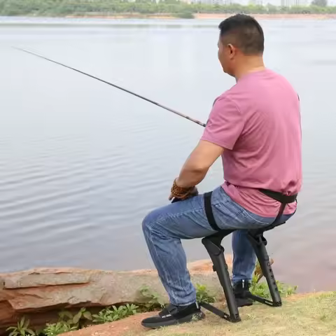 Wearable Exoskeleton Folding Stool Portable Outdoor Fishing Travel Chair 130kg Load Bearing