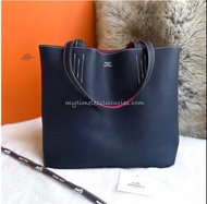 HERMES DOUBLE SENS 36 REVERSIBLE TOTE BLEU NUIT/ ROSE EXTREME