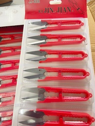 KÉO BẤM CHỈ JIN JIAN CÁN NHỰA ĐỎ LƯỠI TRẮNG