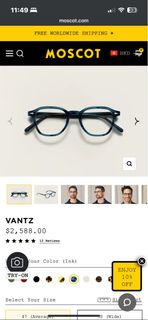 MOSCOT VANTZ Glass frame 眼鏡 Johnny depp