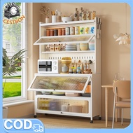 Kitchen Cabinet Organizer Sideboard Cupboard Microwave Stand Cabon Steel Organizer With FoldableDoor