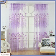 {biling}  Fine Workmanship Window Treatment Wear Resistant Polyester Flower Pattern Rod Pocket Sheer Curtain Panel for Home