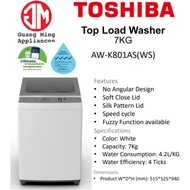 TOSHIBA AW-K801AS(WS) 7.0KG INVERTER MOTOR TOP LOAD WASHING MACHINE (7.0KG)