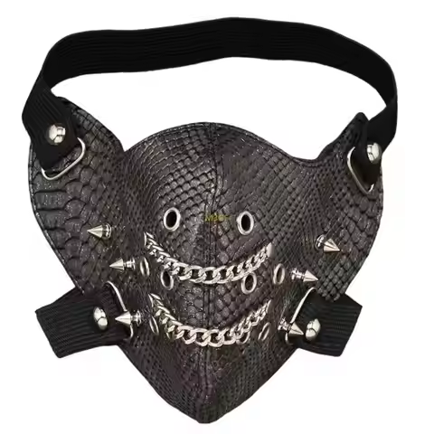 Rivet Spikes Leather Mask Cosplay Mask Motorcycle Biker Half Face Mask Anti Dust Sports Mask Masquer