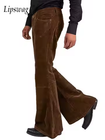 Men's Corduroy Vintage Bell Bottom Pants 70s Disco Stretchy Flared Pants Slim Fit 60s 70s Outfits fo