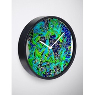 Deco Clock - Face In The Wall. Green Abstract 2 Walls Of Fame Aust Clock