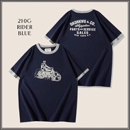 GRND Old Times Old-fashioned Motorcycle T-Shirt Ami Khaki Color-Blocking Threaded Motorcycle Short-S
