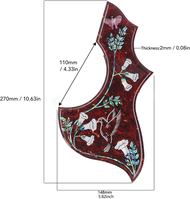 ปิ๊กการ์ดฝังเปลือกธรรมชาติรูปนกฮัมมิงเบิร์ดหอยเป๋าฮื้อสำหรับกีตาร์โปร่ง Gibson แบบ DIY