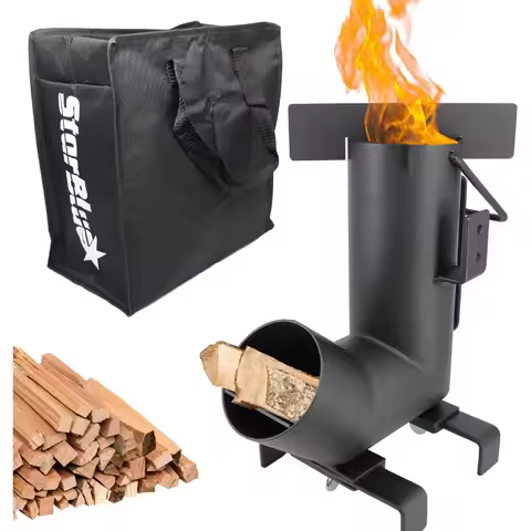 Camping Rocket Stove with FREE Carrying Bag - A Portable Wood Burning Camping Stove with Large Chamb