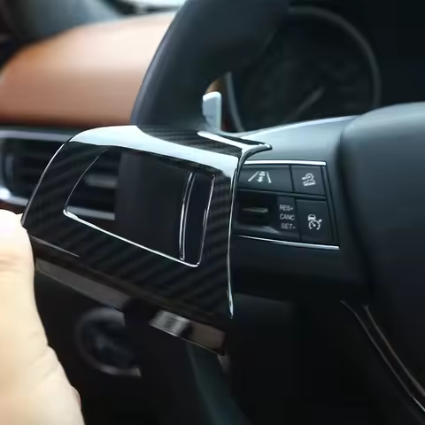 For Maserati Levante Ghibli Quattroporte ABS Carbon fiber Style Steering Wheel Button Frame Decorati