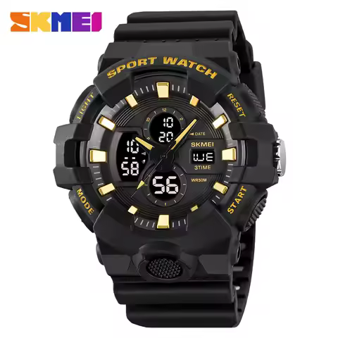 SKMEI Men's Outdoor Sports Electronic Watch Dual Screen Watch Night Light Waterproof Dual Action Ele