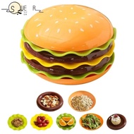 SUEREN Mini Dinner Plate, 5/7 Layers Plastic Stackable Hamburger Plate Set, Funny Burger-Shaped Mult