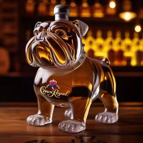 320ML Funny French Bulldog Whiskey Bottle Vodka Wine Bottle Wine Glass Dispenser Glass Bottle Thicke