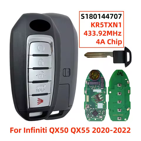KR5TXN1 S180144707 5 Buttons Smart Keyless Entry Remote Key Fob 433.92MHz 4A Chip For Infiniti QX50 