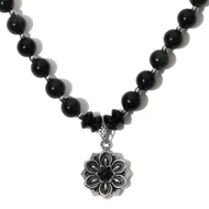 Korea traditional obsidian DanCheng Silver necklace / Cheong - 13