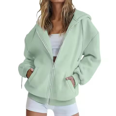 Zipper Hoodie Long Sleeve Regular Fit Women's Casual Wear Cross-Border Fashion Autumn Winter New Sty