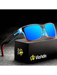 VIAHDA男士復古偏光太陽眼鏡女品牌設計師運動太陽眼鏡男釣魚駕駛墨鏡防曬眼鏡UV400街頭潮流