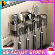 [✅SG Ready Stock] Toothbrush Holder Aluminum Toothbrush Rack 3M Toothbrush Holder Toothpaste Holder 
