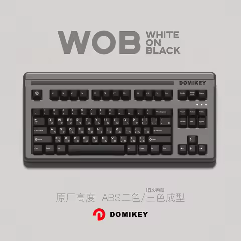 Domikey WOB Keycaps for Mechanical Keyboard Cherry Profile White On Black ABS Double Triple Shot Jap