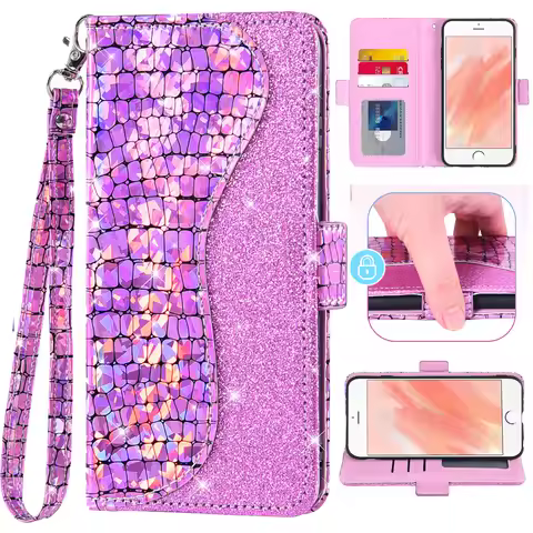 Sequin Glitter Flip Cover Leather Wallet Phone Case For Huawei Honor 20 70 60 50 Pro 20S 9X Nova 5T 