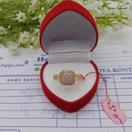 Cincin Wanita Dewasa  Lapis Emas Muda 3.0 Gram Model Kotak Full Permata  Free Box cincin Cantik Lapi