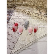 Rose french glitter gel nail（X0591） Size：XS