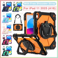 For iPad 11 2025 A16 360° Rotating Handle Kickstand Cover Heavy Duty Shockproof Case