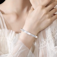Ready Stock 9999 Silver cat eye closed Silver bracelet Female Light Luxury High-End Exquisite All-Ma