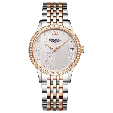 GUANQIN Date Luminous Automatic Mechanical Women Wrist Watch Top Luxury Brand Steel Rhinestone Water
