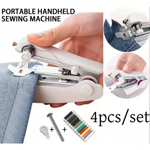 1set Mini Manual Sewing Machine Portable Handheld Sewing Tool with 12-color Yarn Simple Operation fo