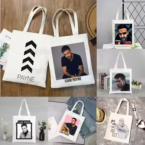 Liam Payne Canvas Shopping Bags Print Tote Bag Eco Reusable Shopper Canvas Shoulder Large Handbag Su