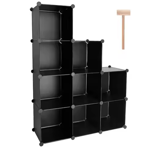 Cube Storage Organizer, 9-Cube Diy Plastic Closet Cabinet Modular Bookcase, Storage Shelves For Bedr