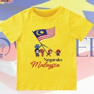 Hari MERDEKA Saya Anak Malaysia Kids Tshirt 100_ Cotton Round Neck Short Sleeve Unisex READY STOCKS