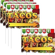 Geelin 3 Pack Street Tacos Double-sided Yard Signs 15.8" x 11.8" with Metal Stakes Advertising Sign