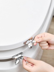 2入組樹葉設計隨機馬桶座提手,創意金屬質感塑膠馬桶座把手,適用於浴室