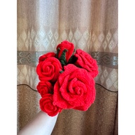 Cute Crochet Rose No Wrinkles Long-Lasting Handmade Work Crochet Flower Can Arrange A Bouquet Yourse