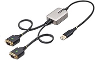 StarTech.com 2ft (60cm) 2-Port USB to Serial Adapter Cable, COM Retention, FTDI, USB to DB9 RS232, C