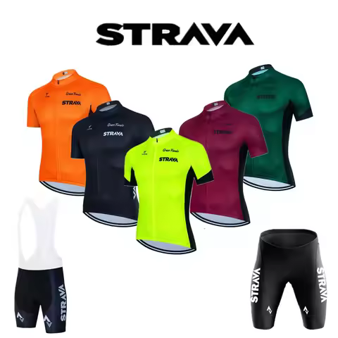 Strava Bike Cycling Jersey Set Men's Summer Short Sleeve Mountain Uniform Ropa Ciclismo Cycling Mail