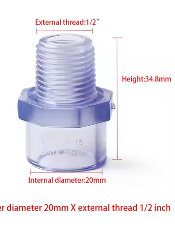 UPVC Transparent External Thread Straight Joint Water Pipe Fittings 20mm-63mm PVC Pipe Fittings for 