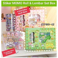 MOMO KOREA 2D ROLL STICKER SET BOX 4 ROLL + 10 SHEETS WASHITAPE MOMO