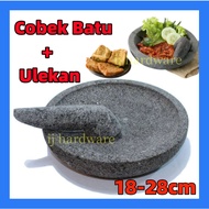 Cobek Batu Original Cobek Batu &amp; Ulekan Indonesia/Cobek/ Lesung Gesek Batu Lava Gunung Berapi Sambal Lesung Batu