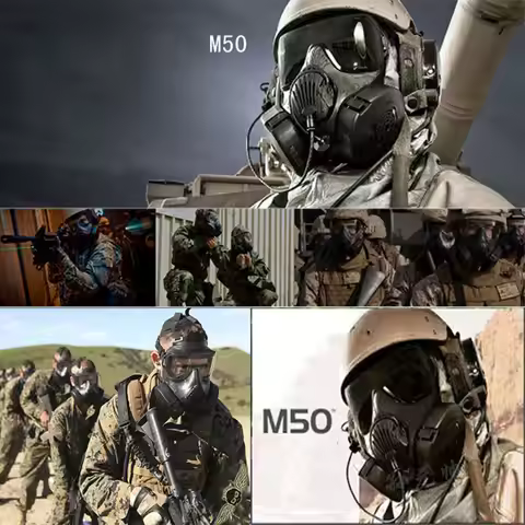 Protective M50 Tactical Respirator Dust Mask Full Face Gas Mask For Airsoft Shooting Hunting Riding 