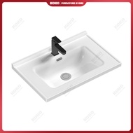 Ceramic wash basin customized semi-recessed pedestal basin single basin integrated ceramic cabinet basin sink left hand basin wash basin